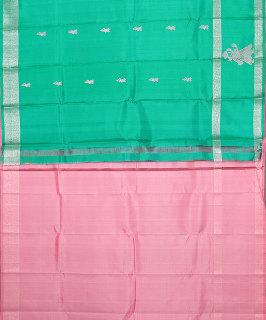 Jungle green color handloom gollabhama silk saree