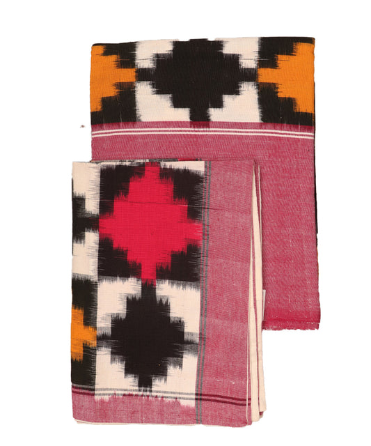 Handwoven ikat single cot bedsheet