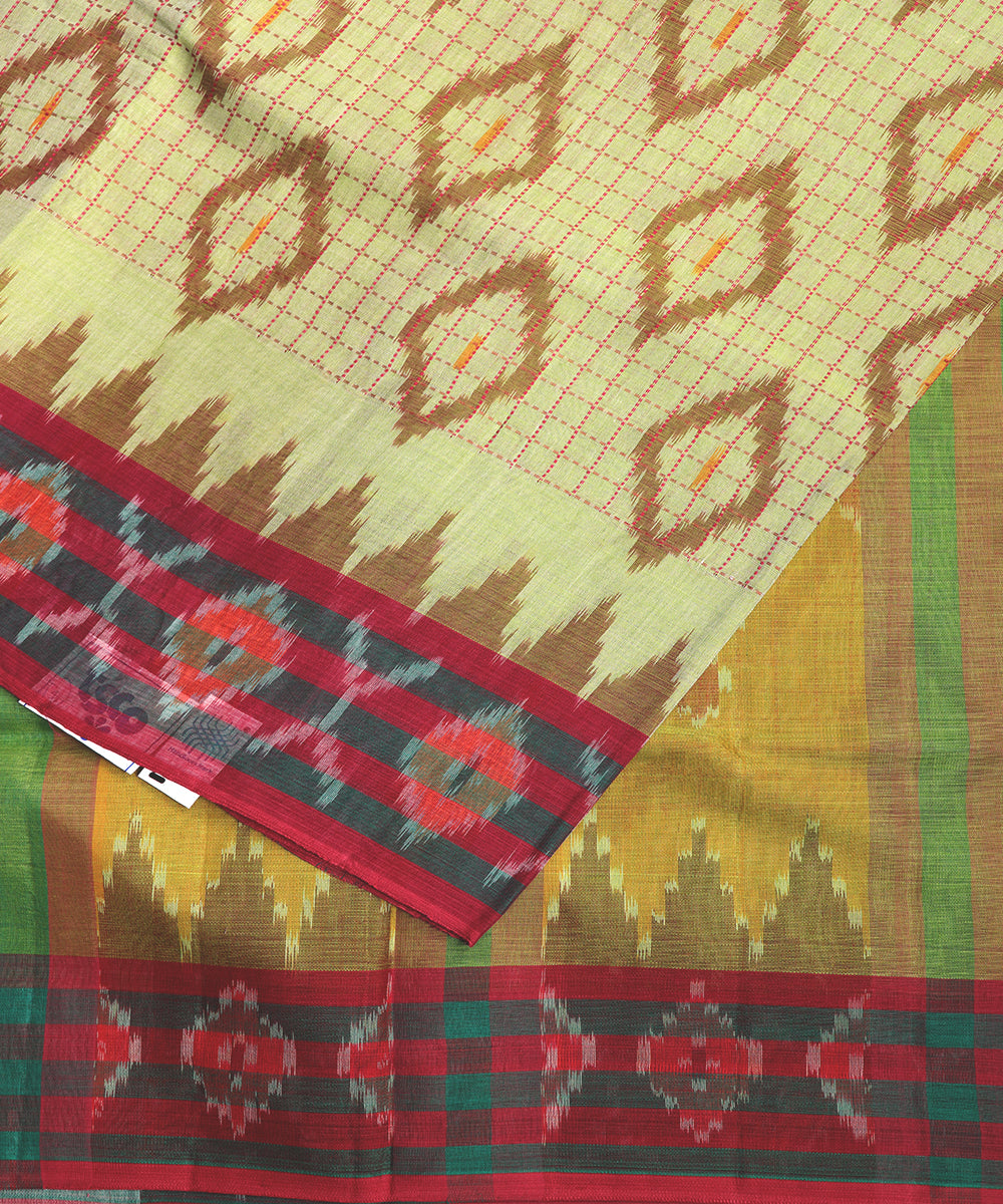 Moss green color pochampally mercerised muthyampet cotton saree