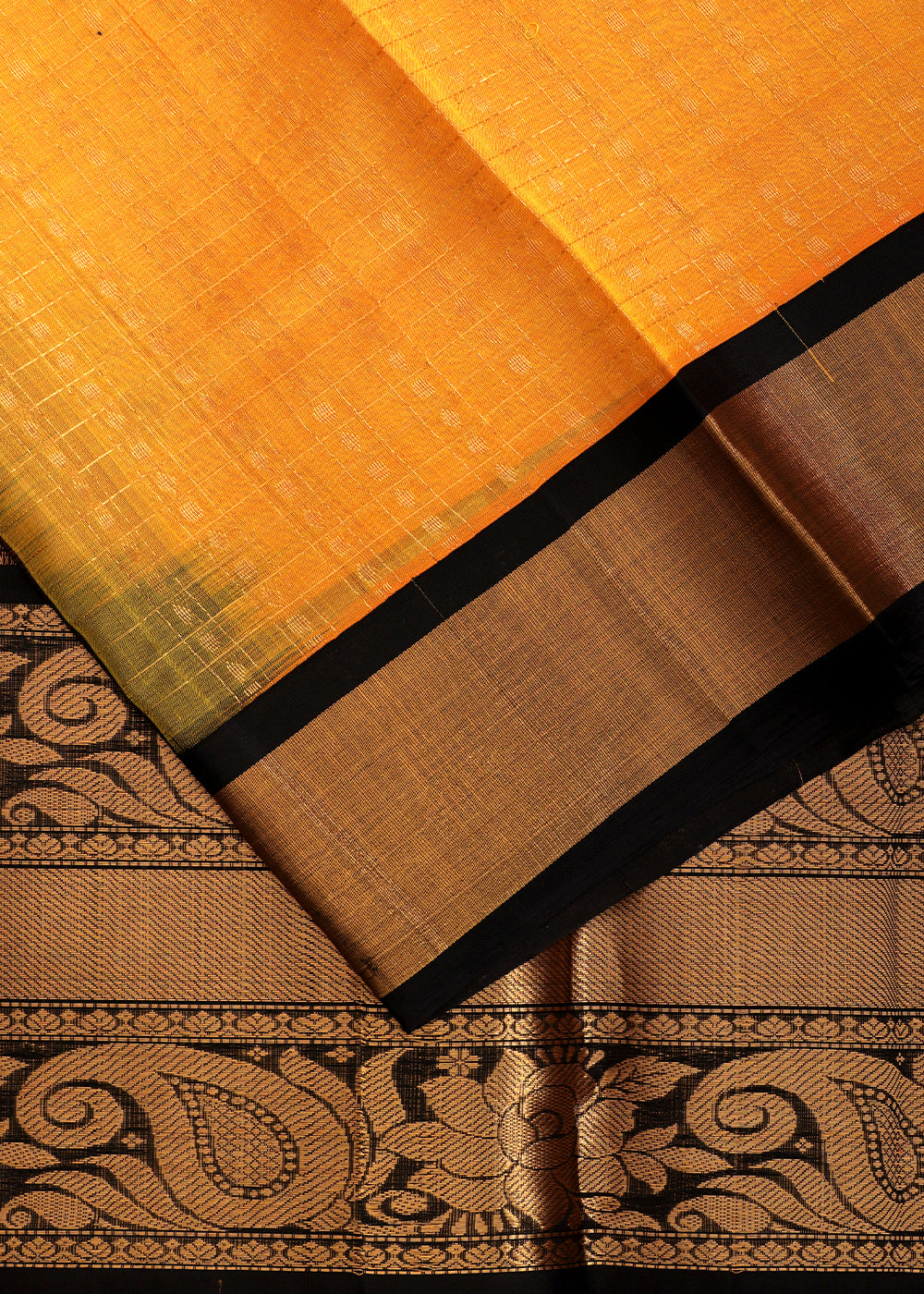 Fire orange color handloom chirala sico saree