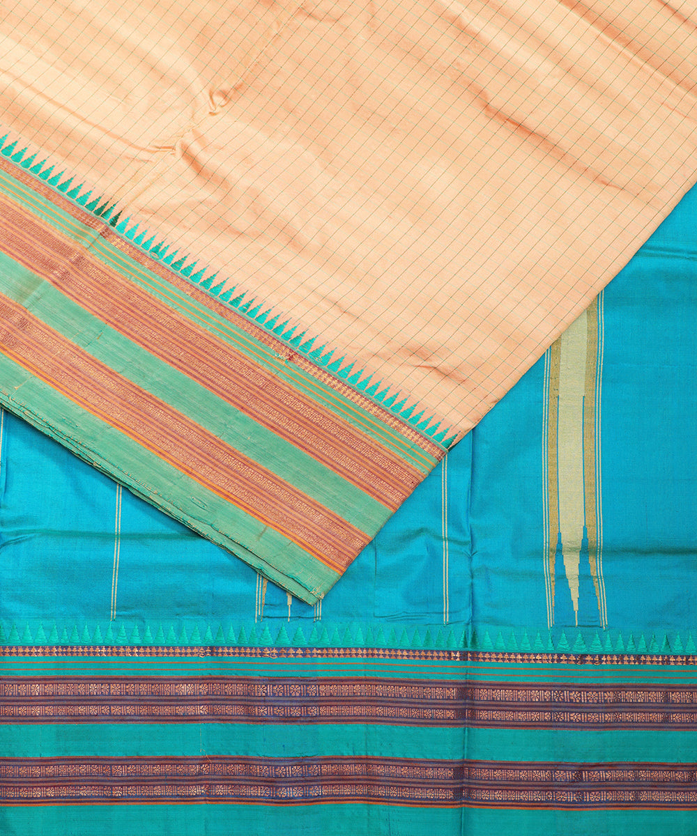 Multi-shade handloom Narayanpet silk saree