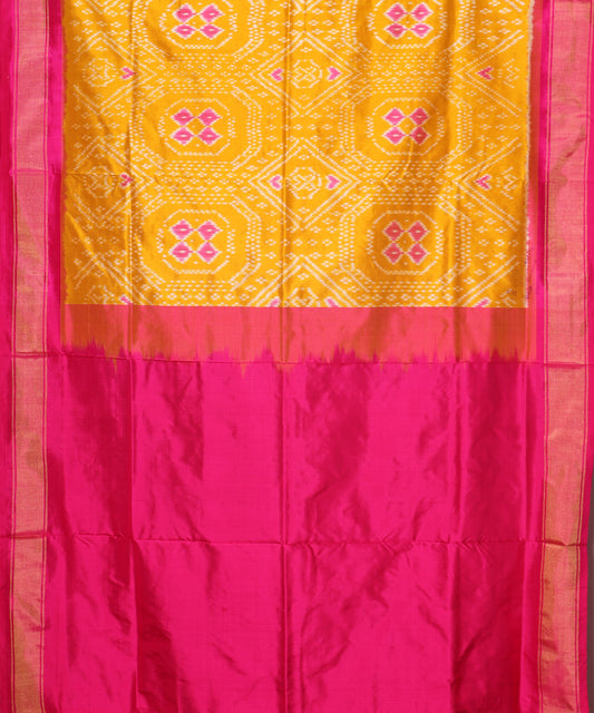 Dijon orange color handloom rajkot silk saree