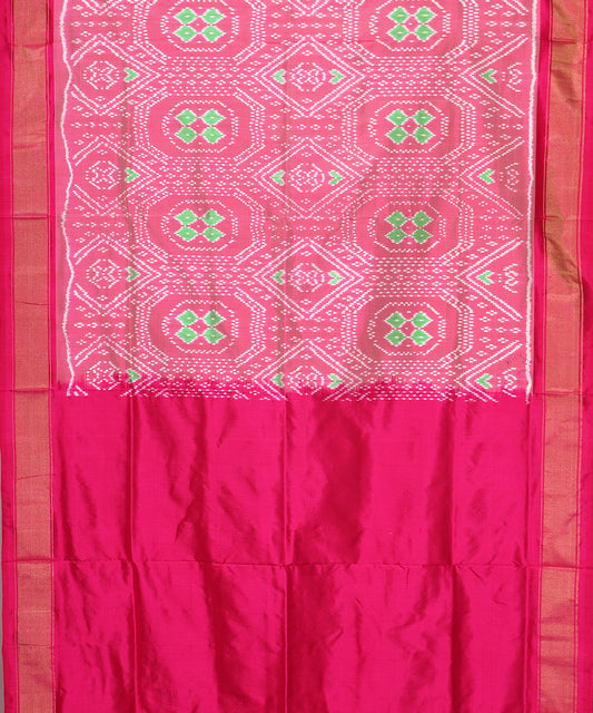 Carnation pink color handloom rajkot silk saree