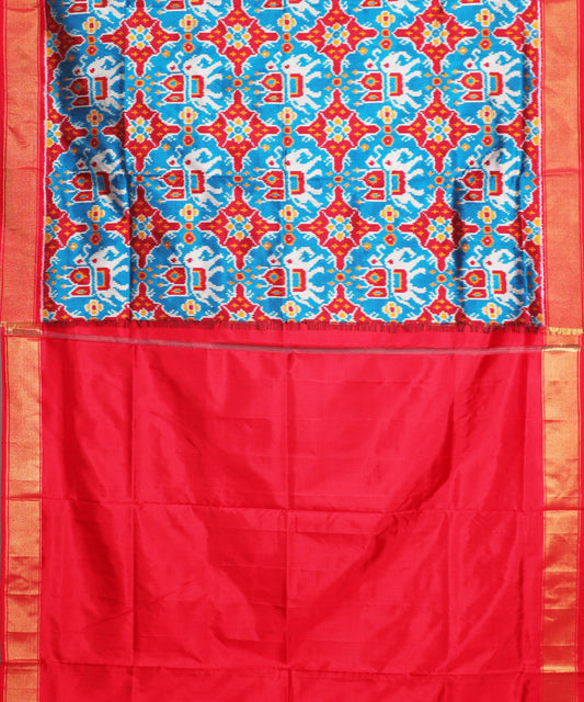 Olympic blue color handloom rajkot silk saree