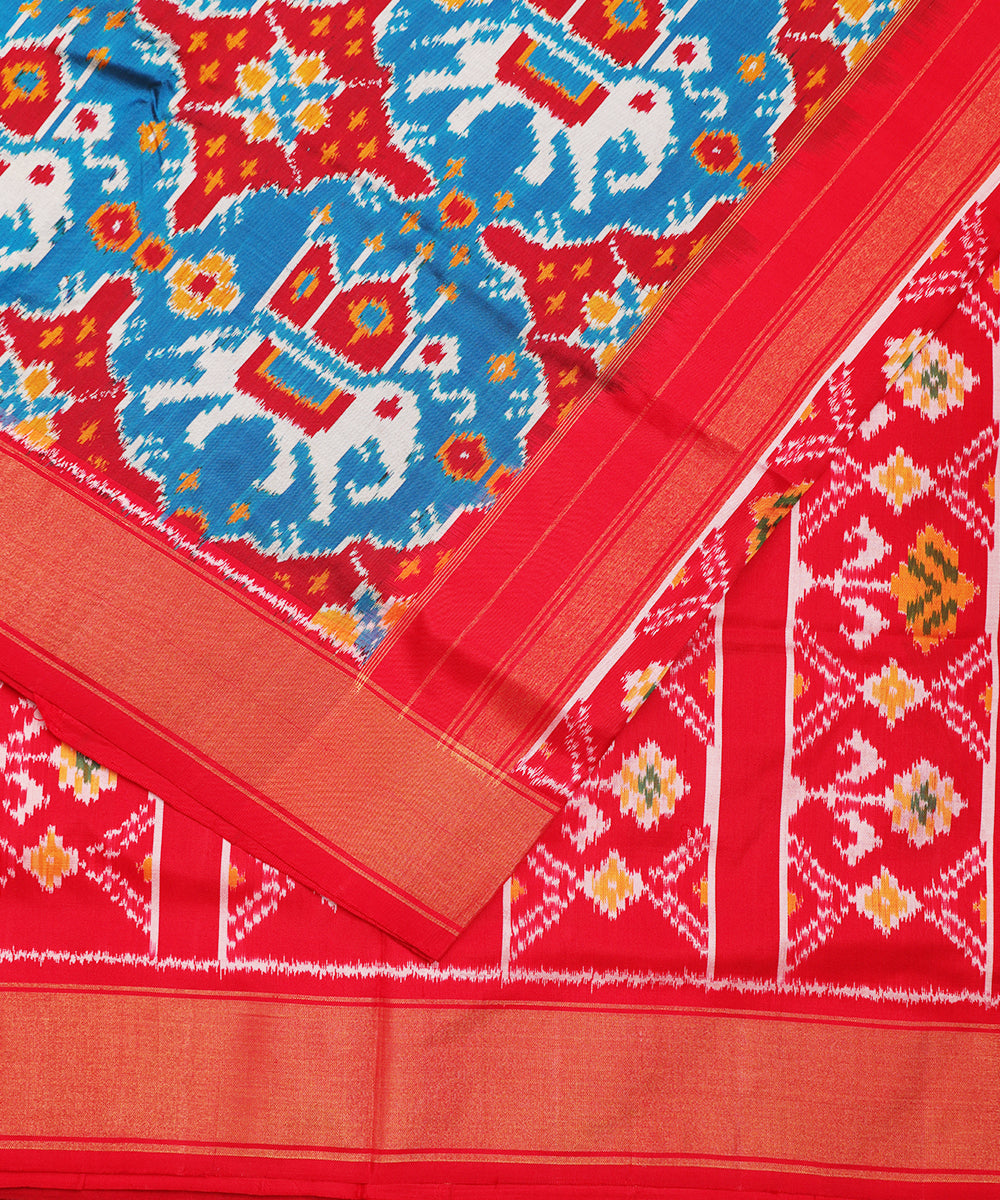 Olympic blue color handloom rajkot silk saree
