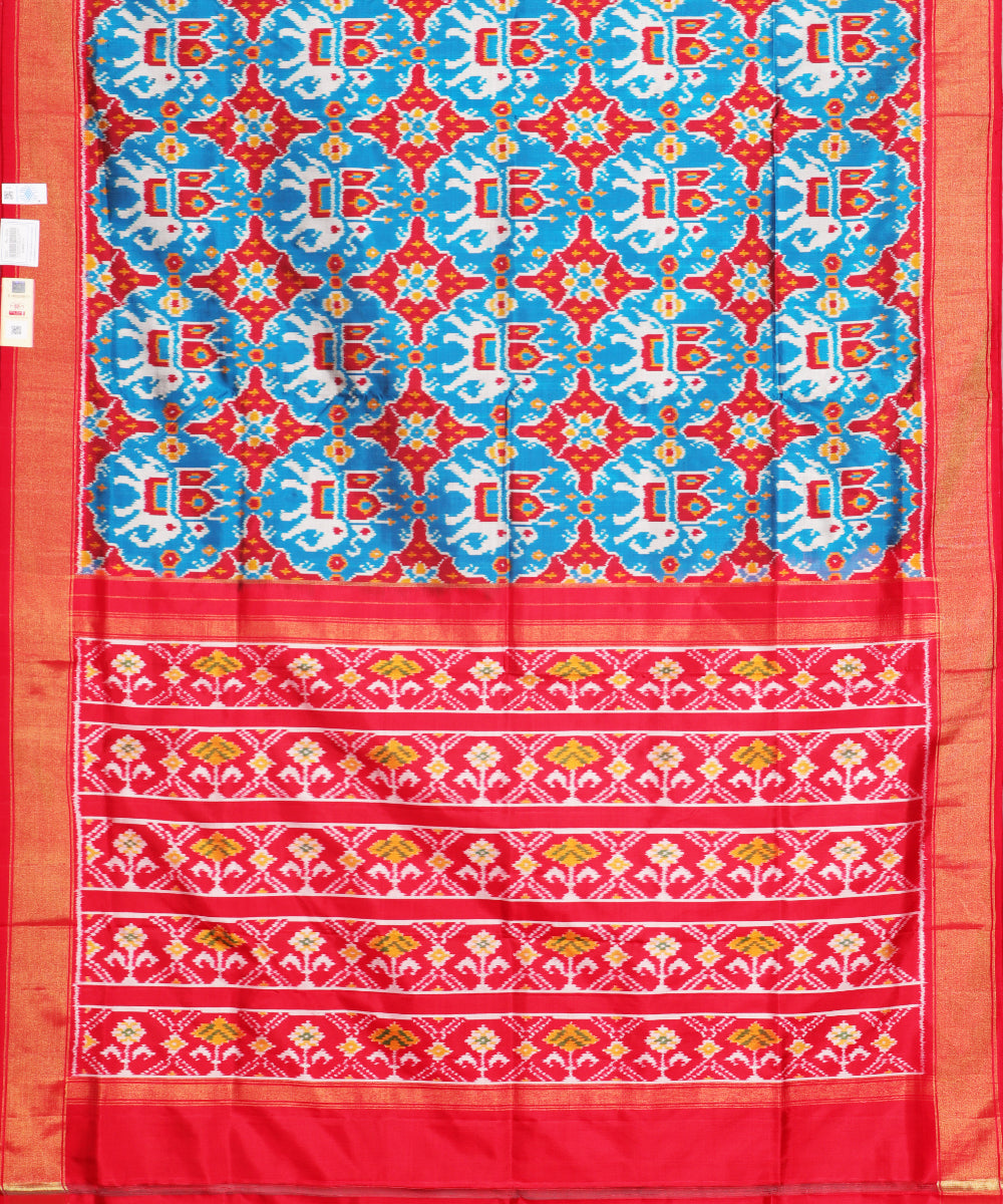 Olympic blue color handloom rajkot silk saree