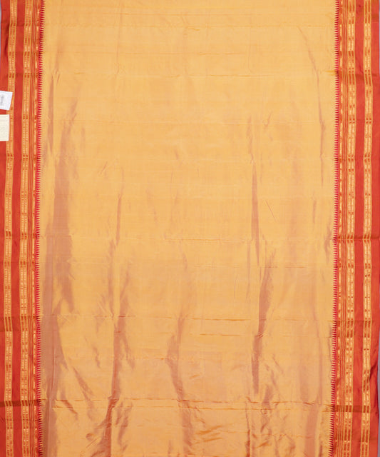 Ochre shade handloom narayanpet silk saree