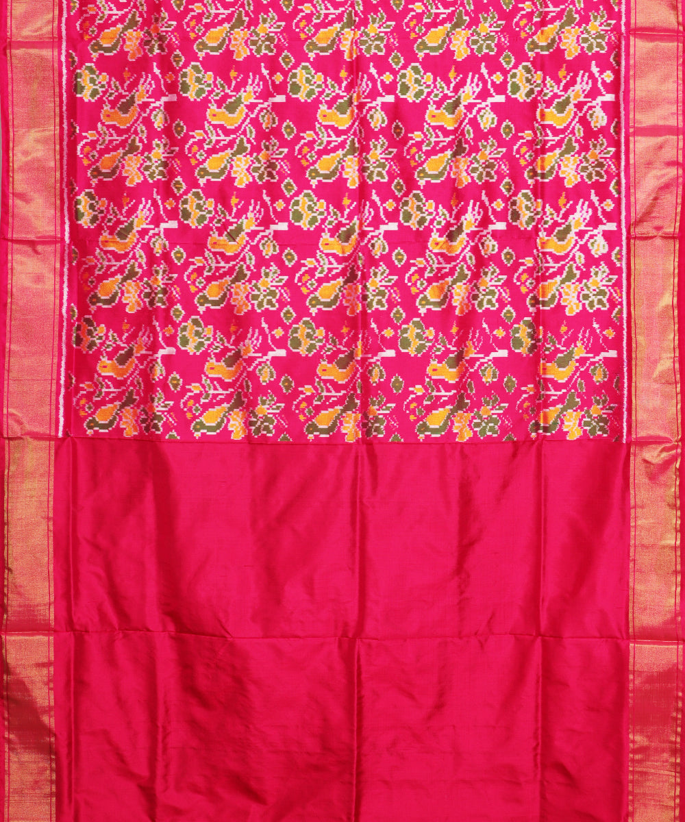Magenta pink color handloom rajkot silk saree