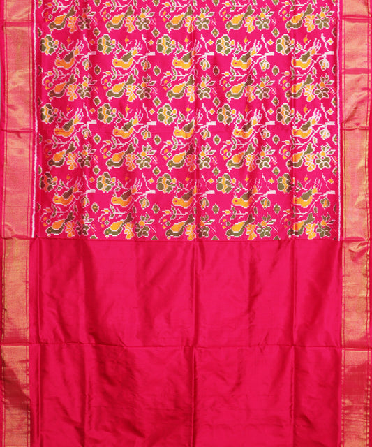 Magenta pink color handloom rajkot silk saree
