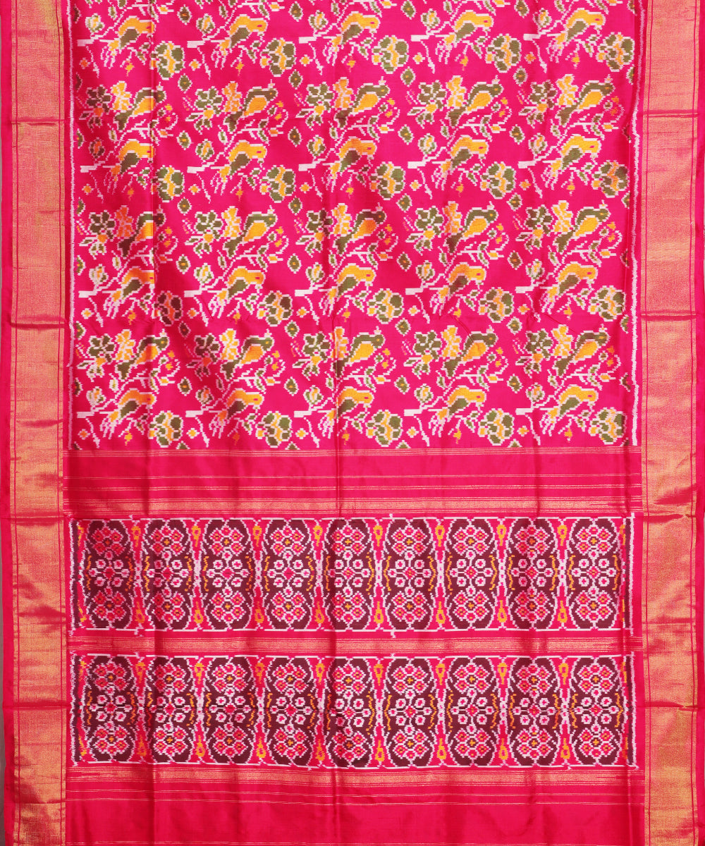 Magenta pink color handloom rajkot silk saree