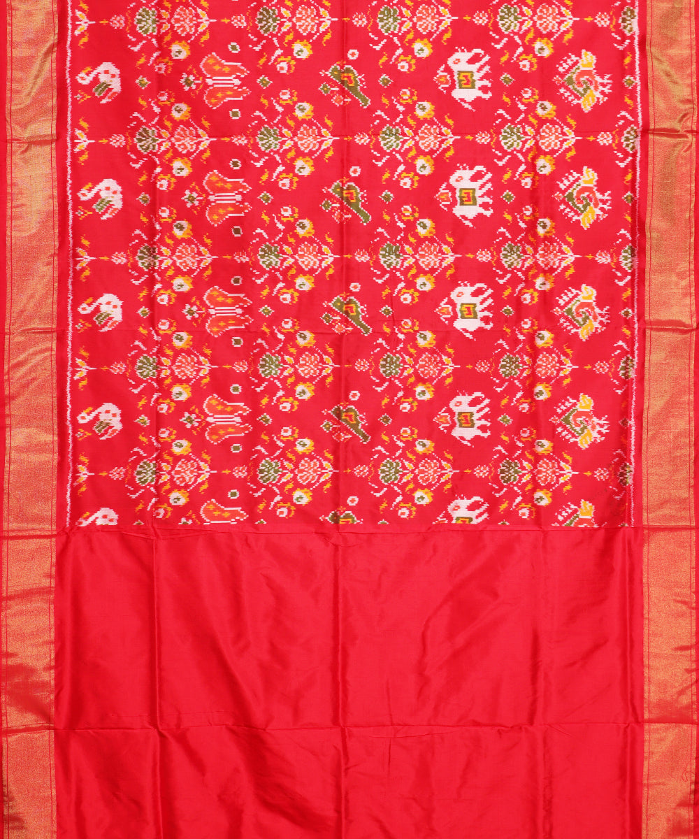 Red color handloom rajkot silk saree