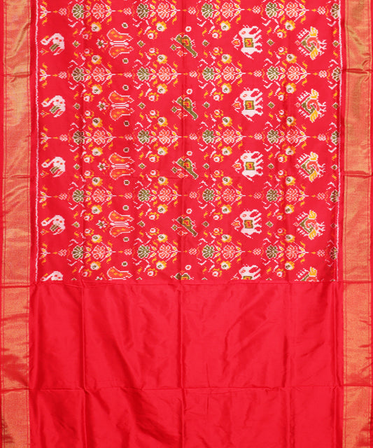 Red color handloom rajkot silk saree