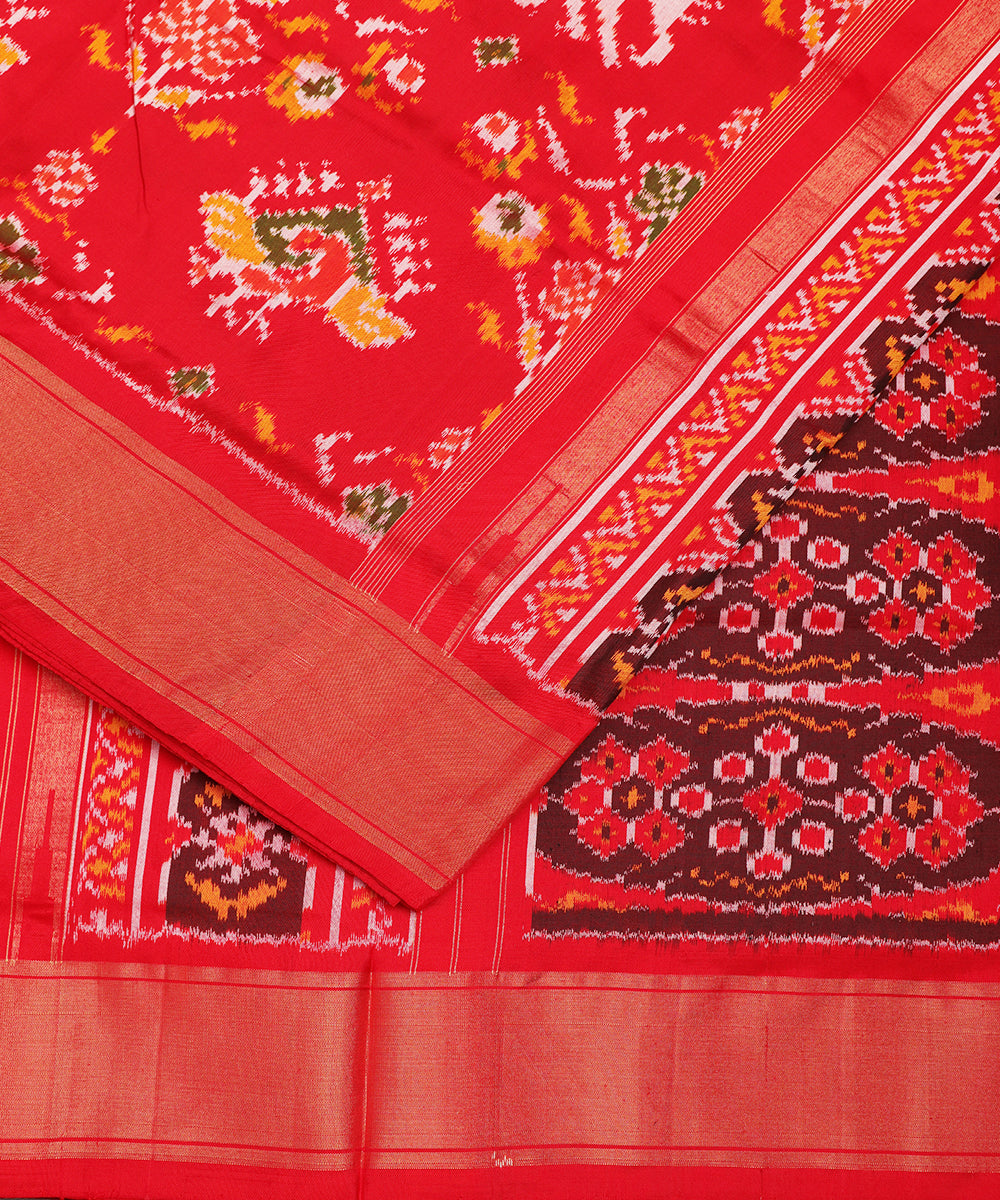 Red color handloom rajkot silk saree