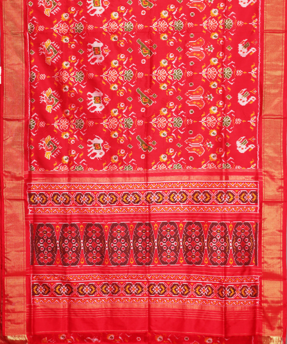Red color handloom rajkot silk saree