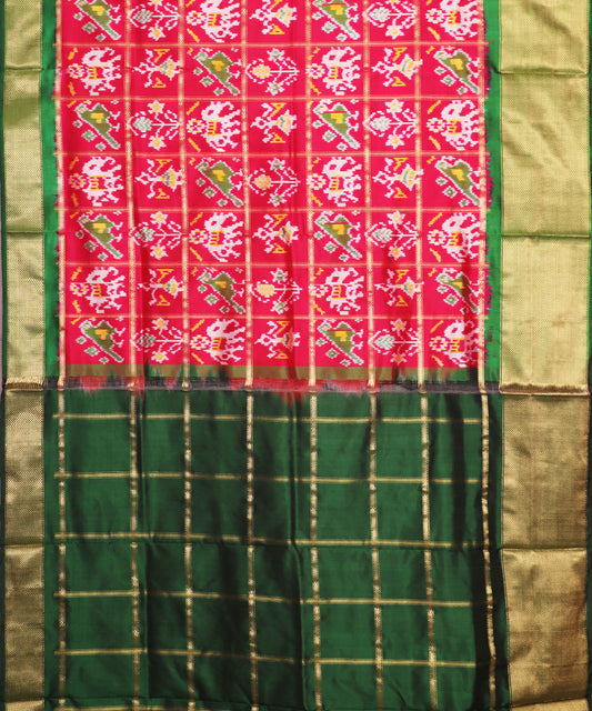 Ruby pink color handloom rajkot silk saree