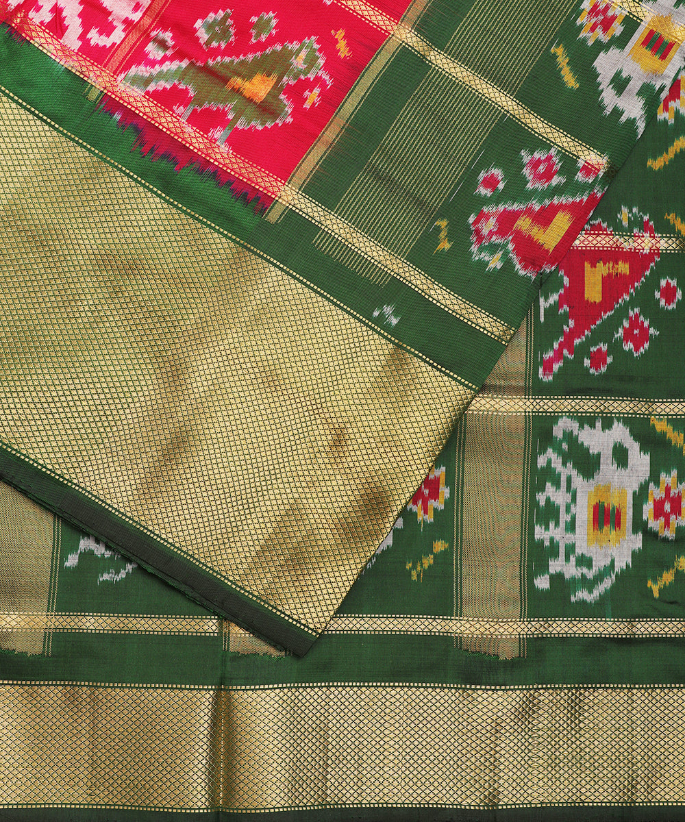 Ruby pink color handloom rajkot silk saree