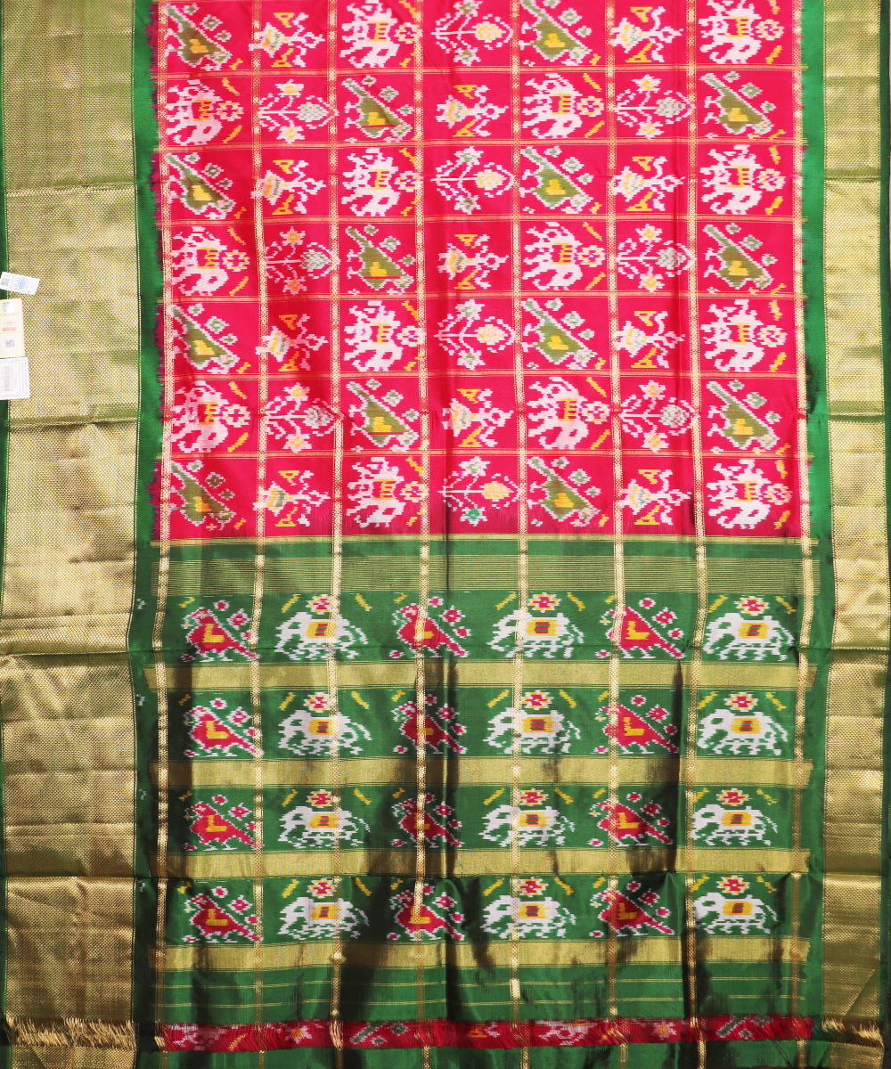 Ruby pink color handloom rajkot silk saree