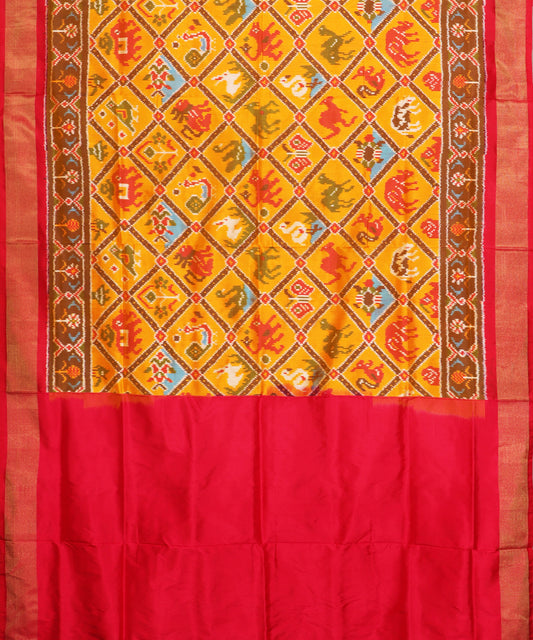 Apricot orange color handloom rajkot silk saree