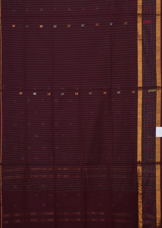 Eggplant violet color handloom venkatagiri cotton saree