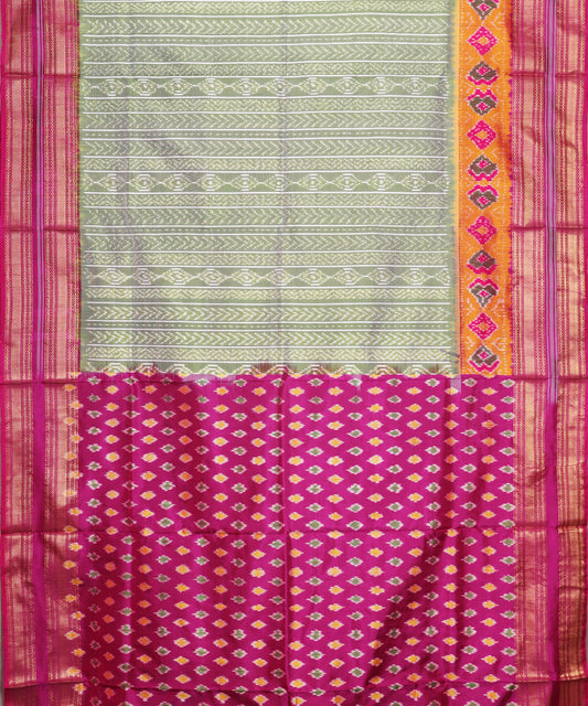 Sage green color handloom rajkot silk saree