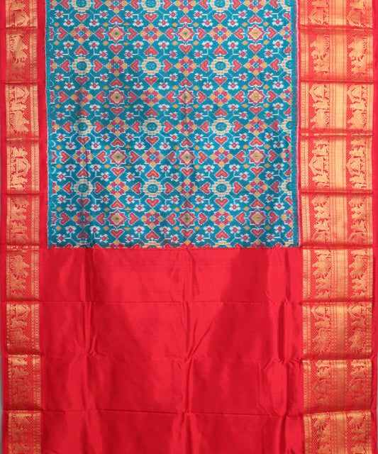Steel blue color handloom kanchi silk saree