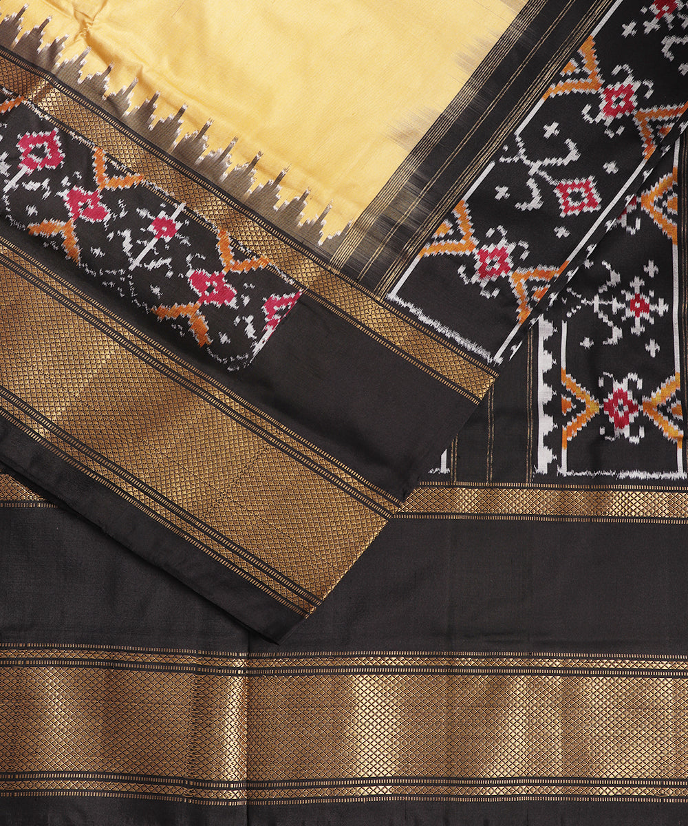 Flaxen color handloom rajkot silk saree