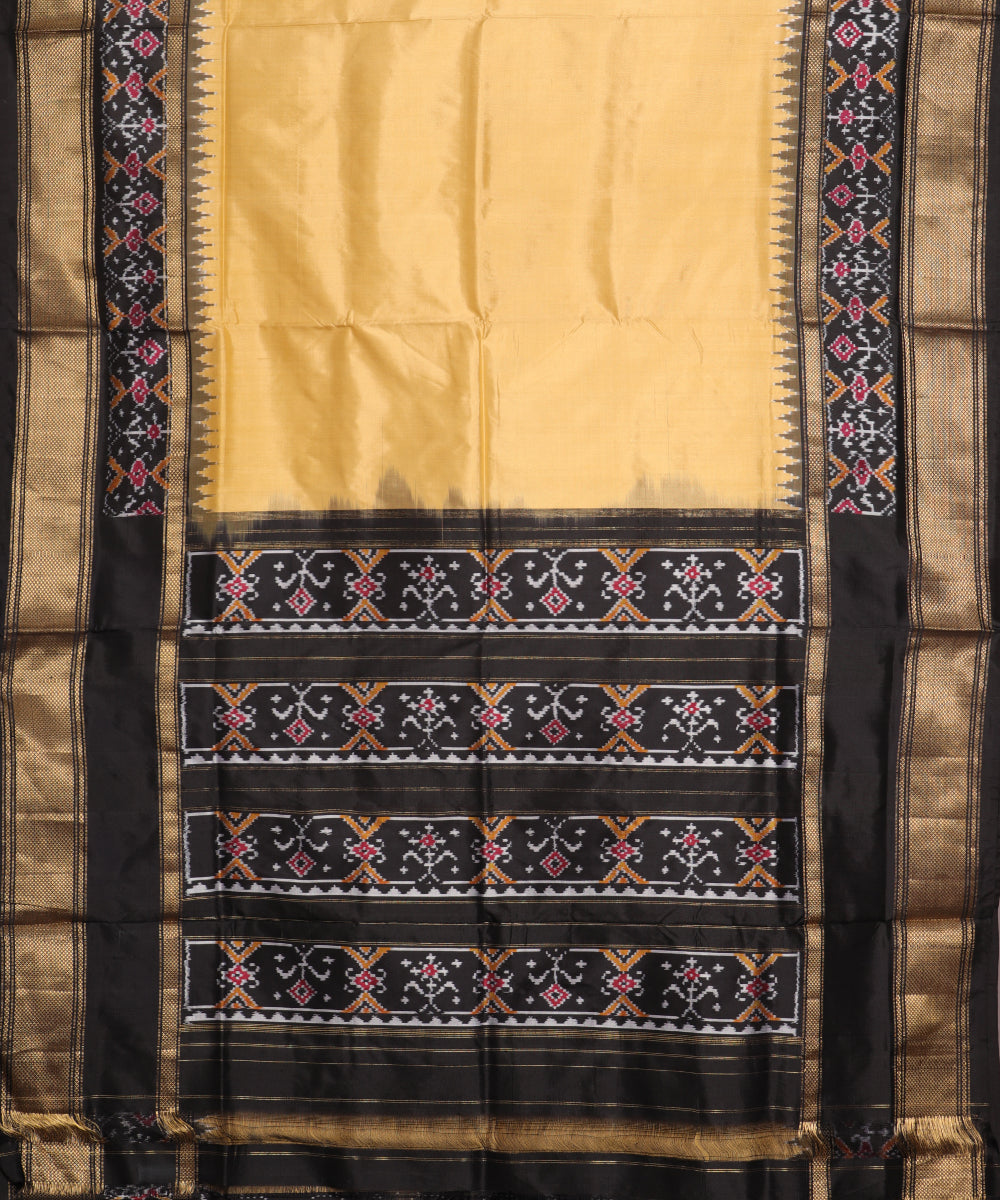 Flaxen color handloom rajkot silk saree