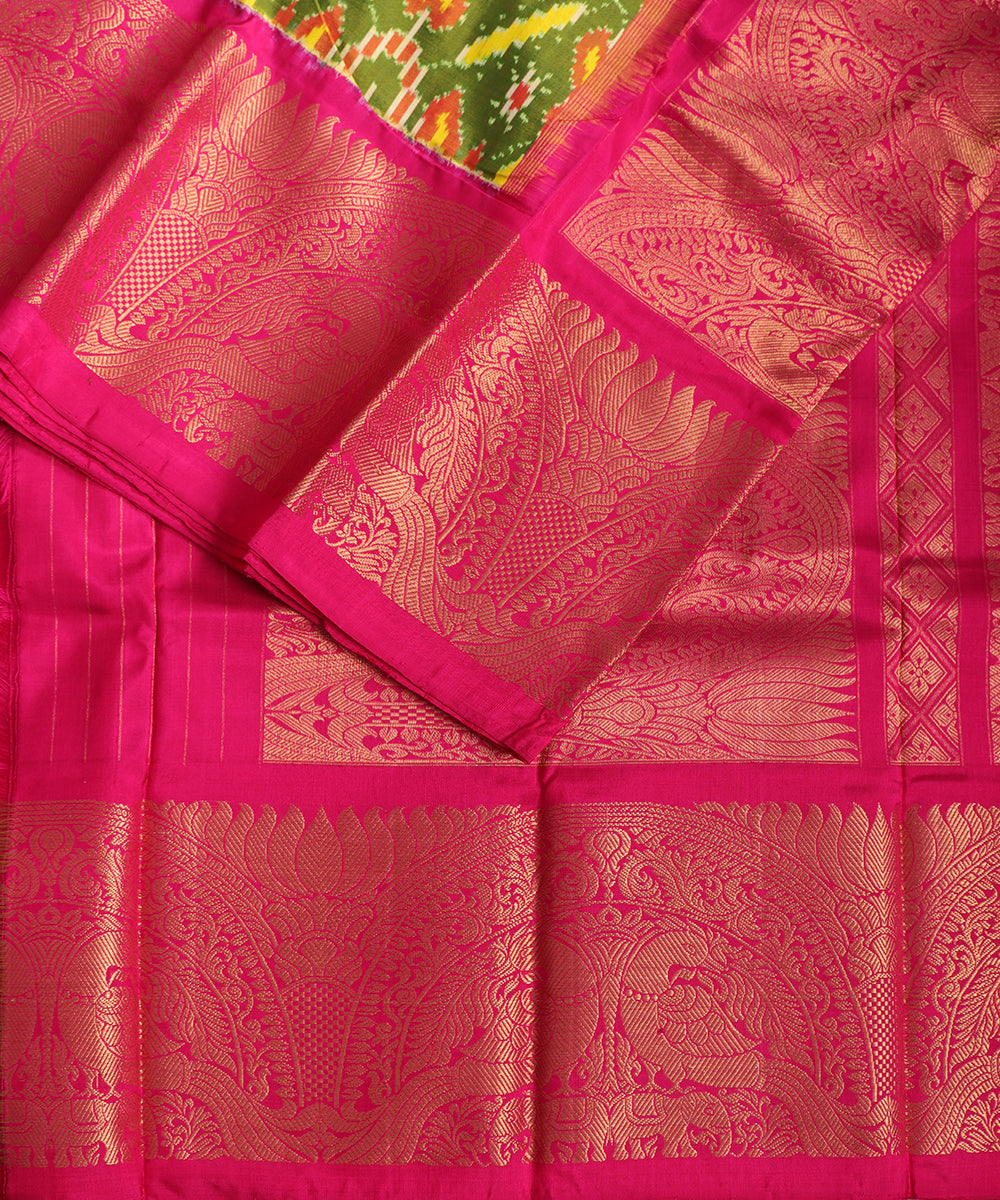 Olive green color handloom kanchi silk saree