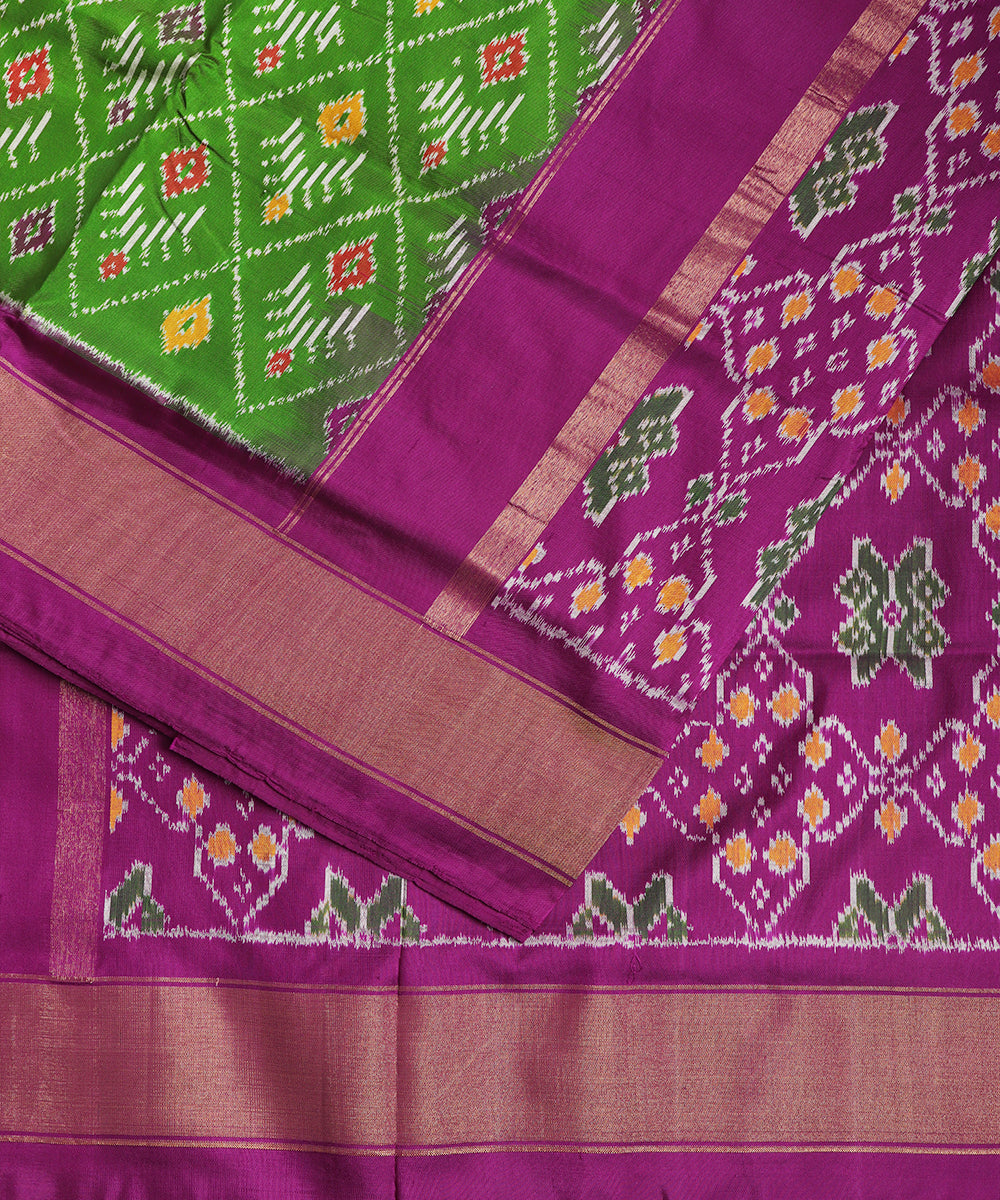 Fern green color handloom rajkot silk saree
