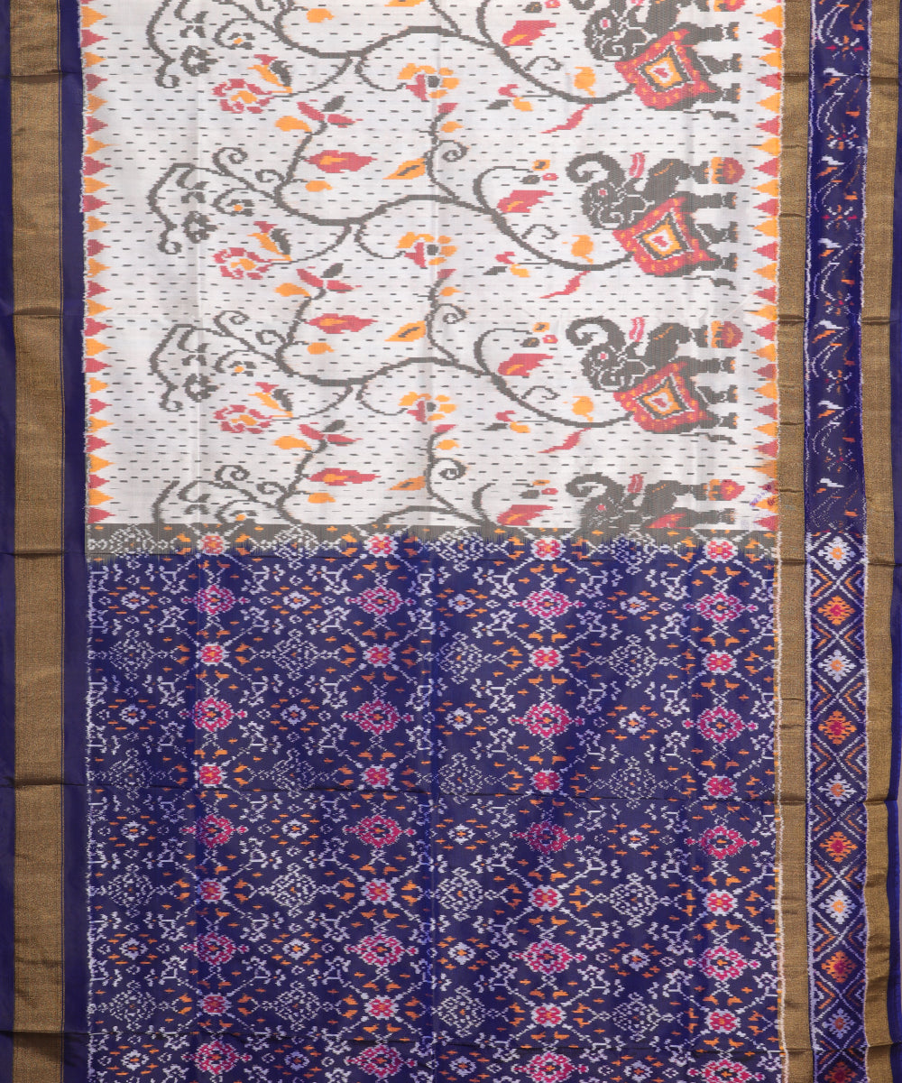 Cream color handloom rajkot silk saree