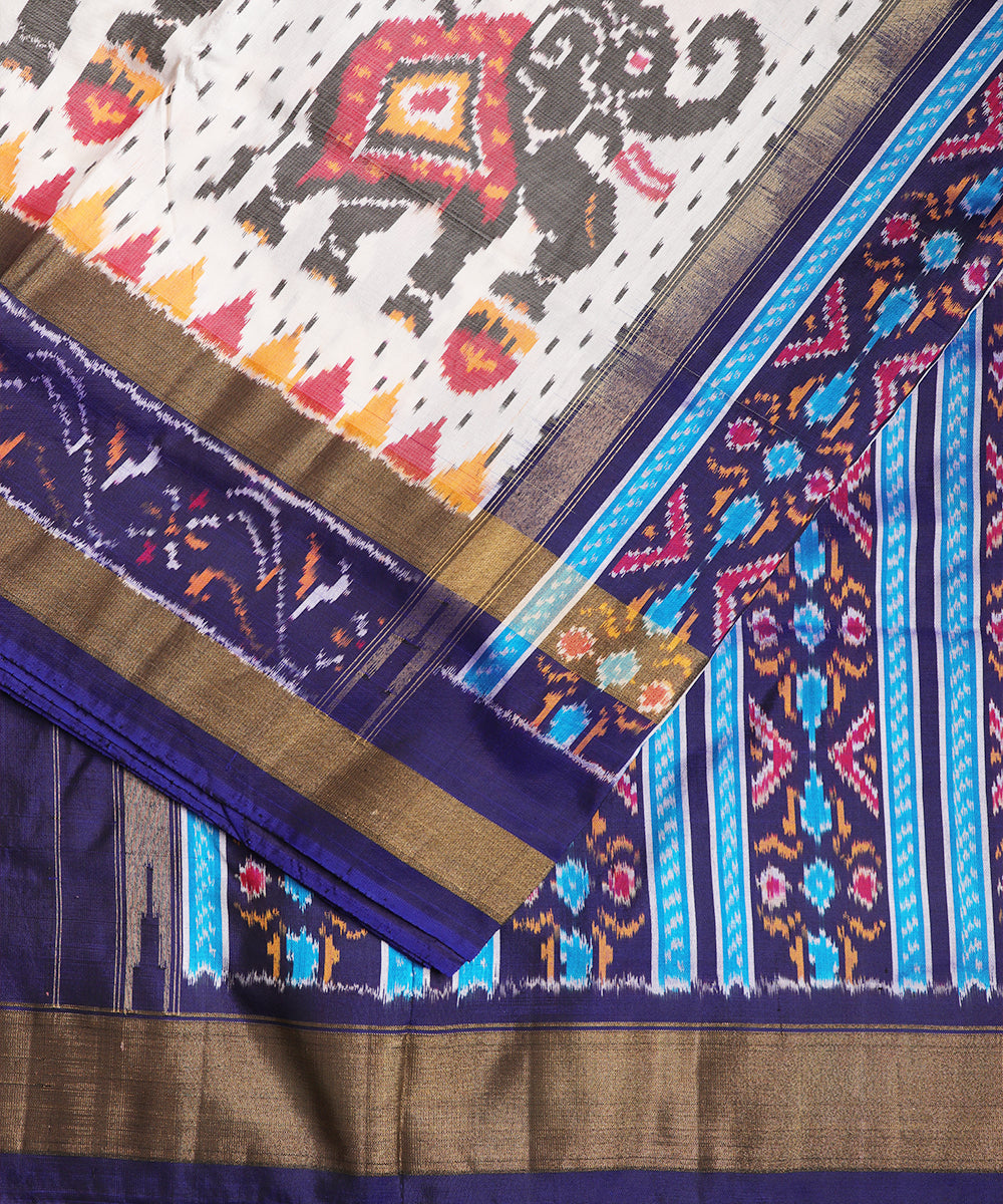 Cream color handloom rajkot silk saree