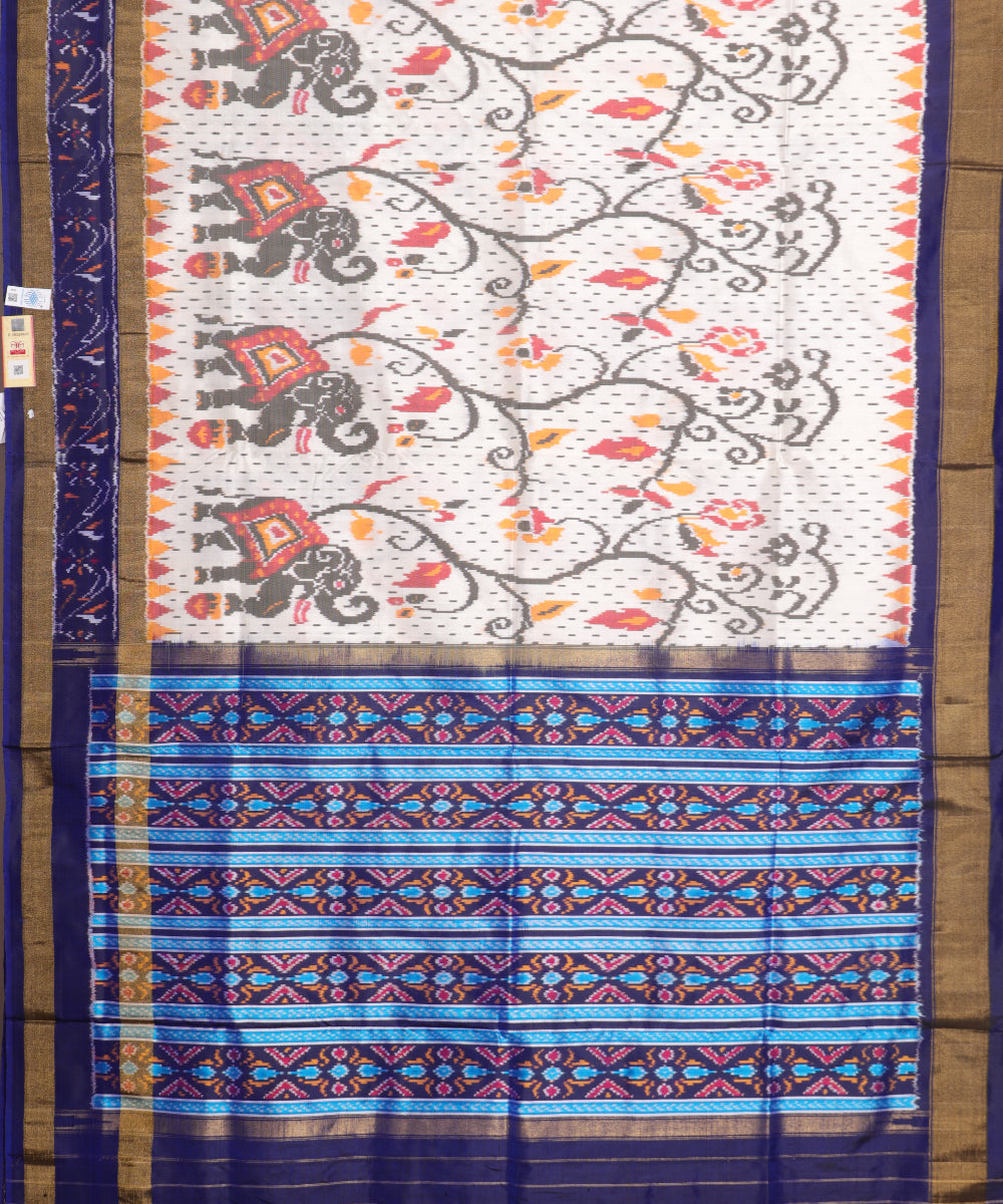 Cream color handloom rajkot silk saree