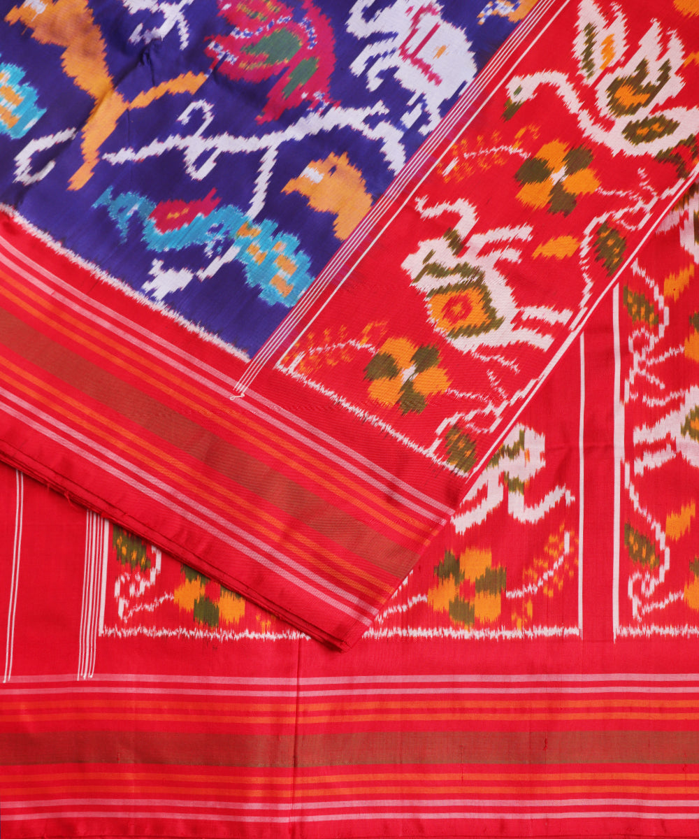 Navy blue color handloom rajkot silk saree