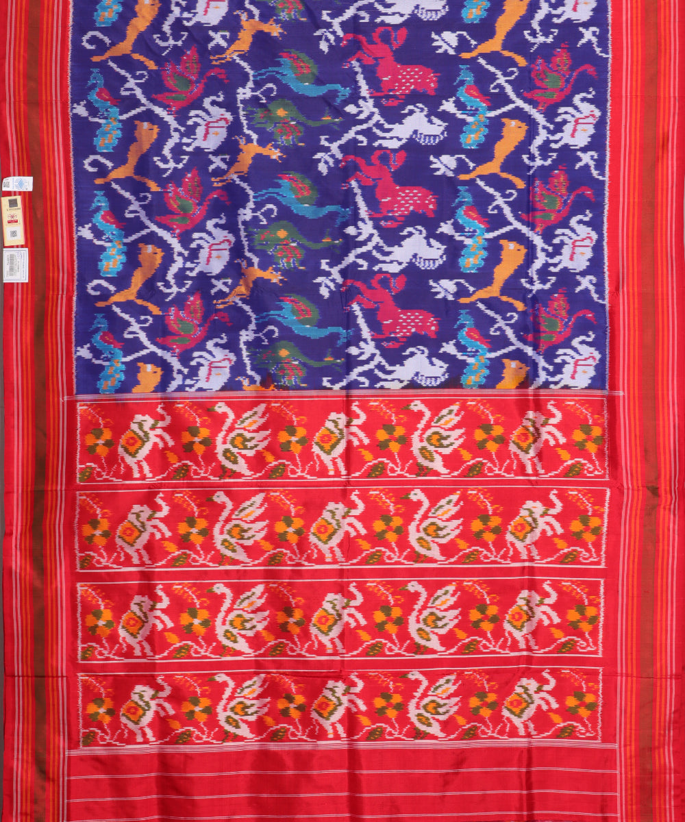 Navy blue color handloom rajkot silk saree