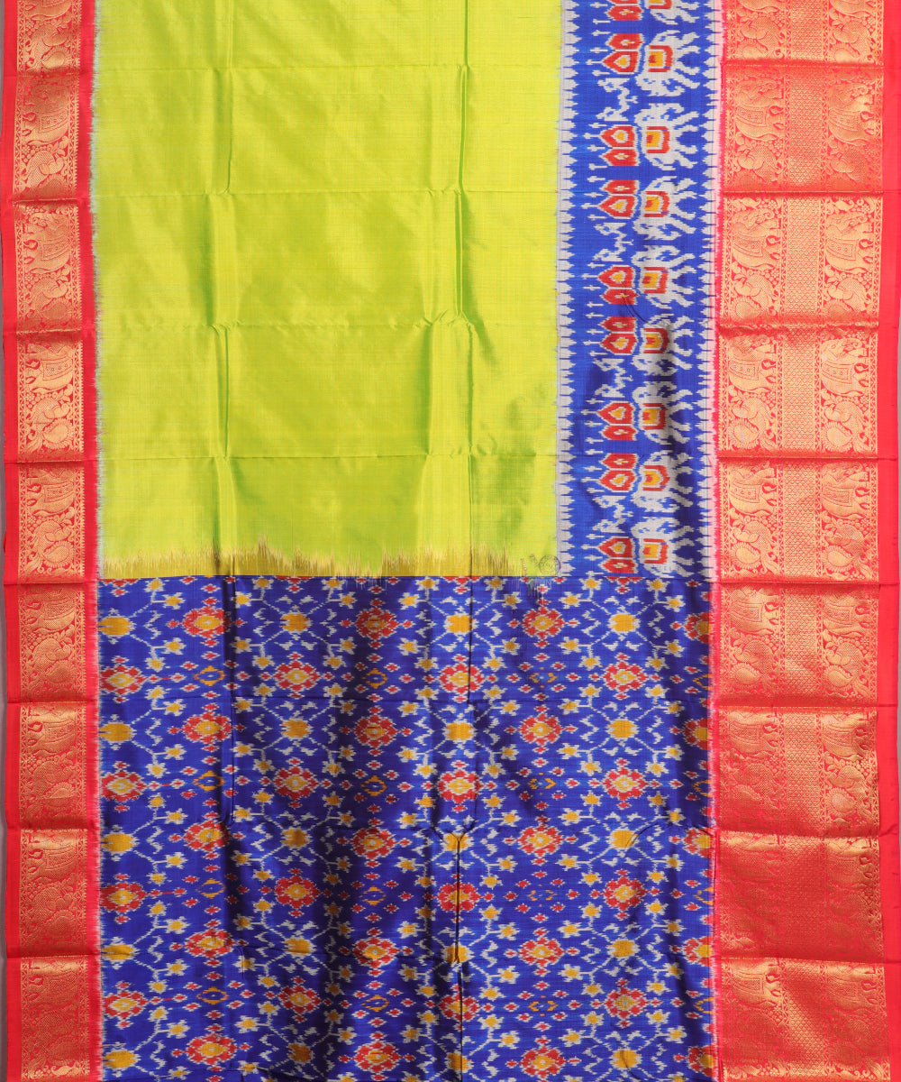 Kelly green color handloom kanchi silk saree
