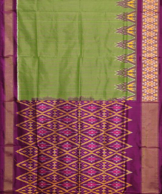 Kelly green color handloom rajkot silk saree