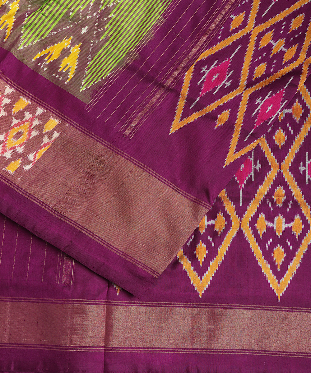 Kelly green color handloom rajkot silk saree