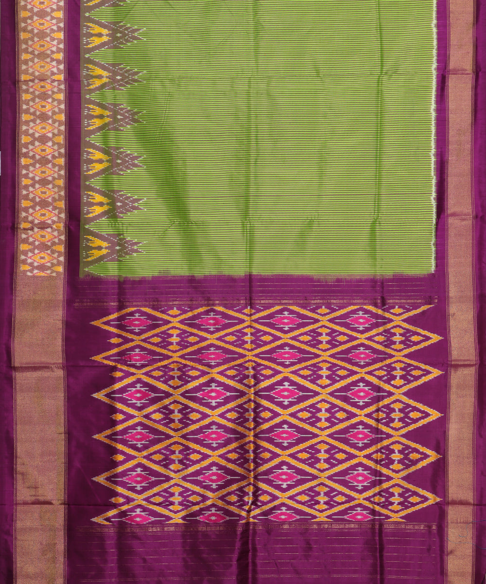 Kelly green color handloom rajkot silk saree