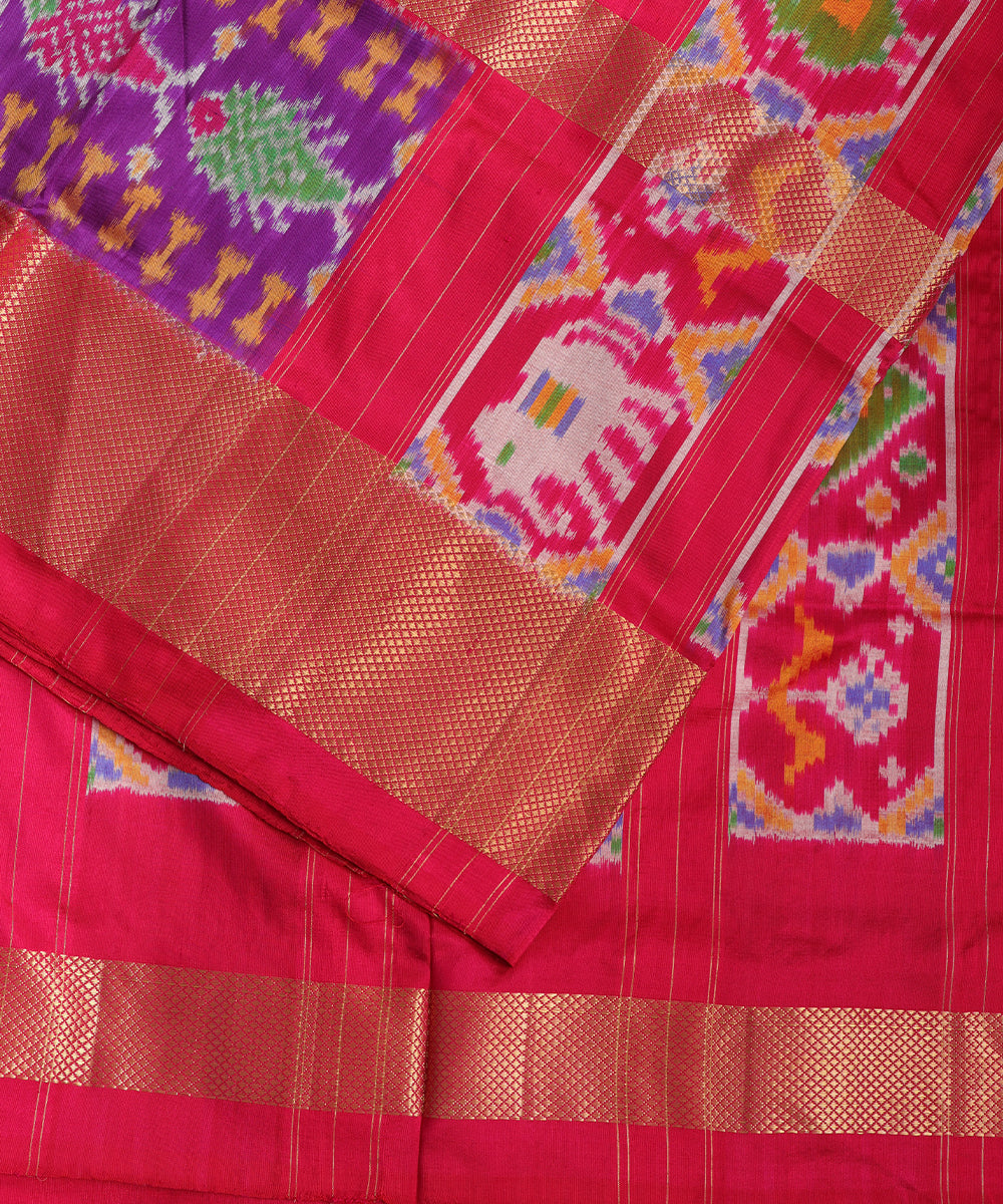 Multi-shade handloom rajkot silk saree