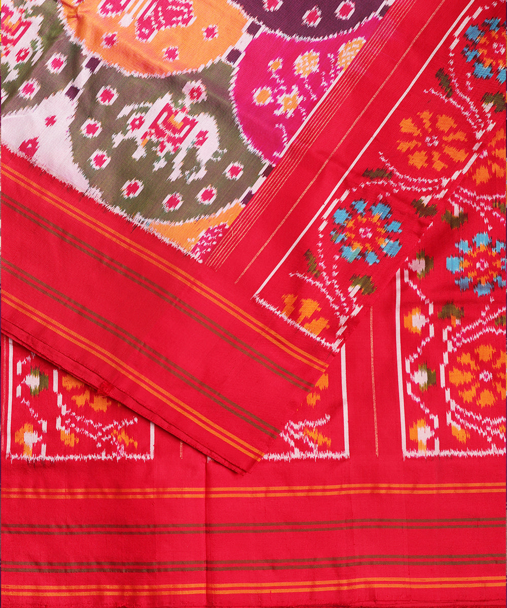 Multi-color handloom rajkot silk saree