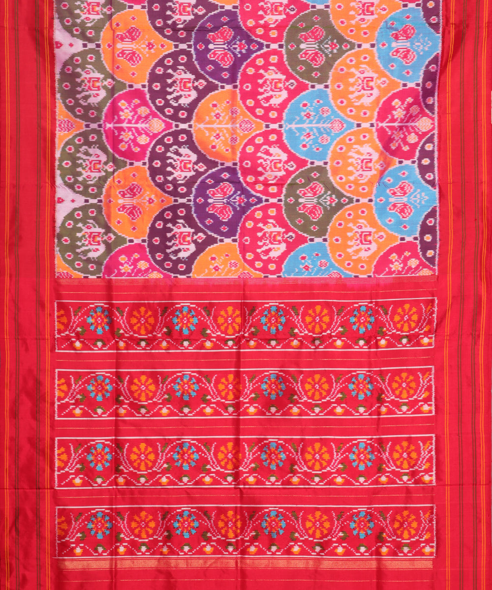 Multi-color handloom rajkot silk saree
