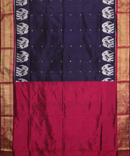 Denim blue color handloom rajkot silk saree