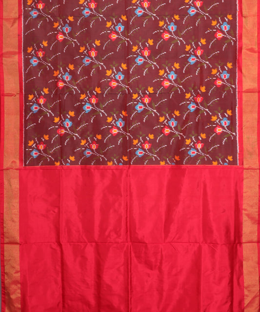 Sangria red color handloom rajkot silk saree