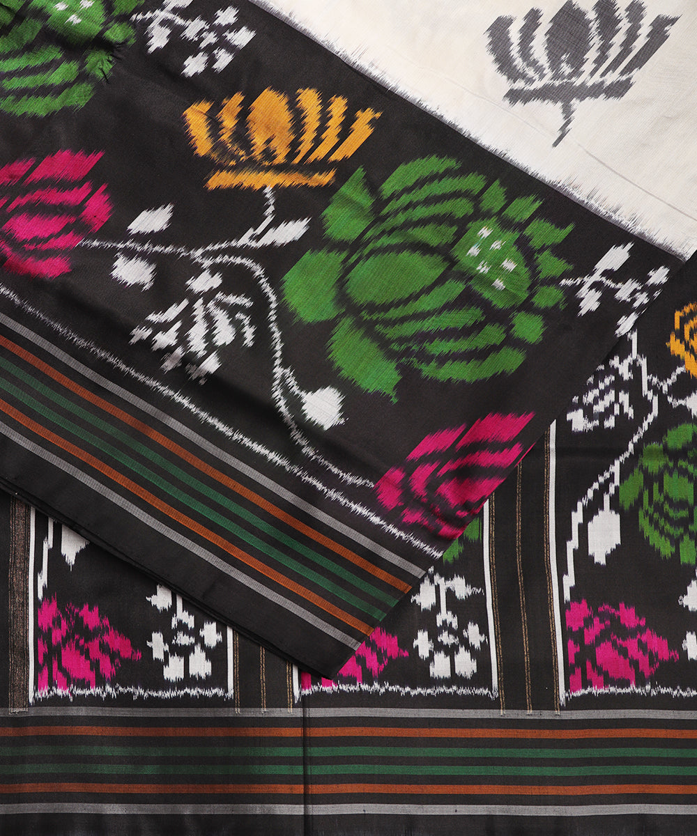 Cream color handloom rajkot silk saree