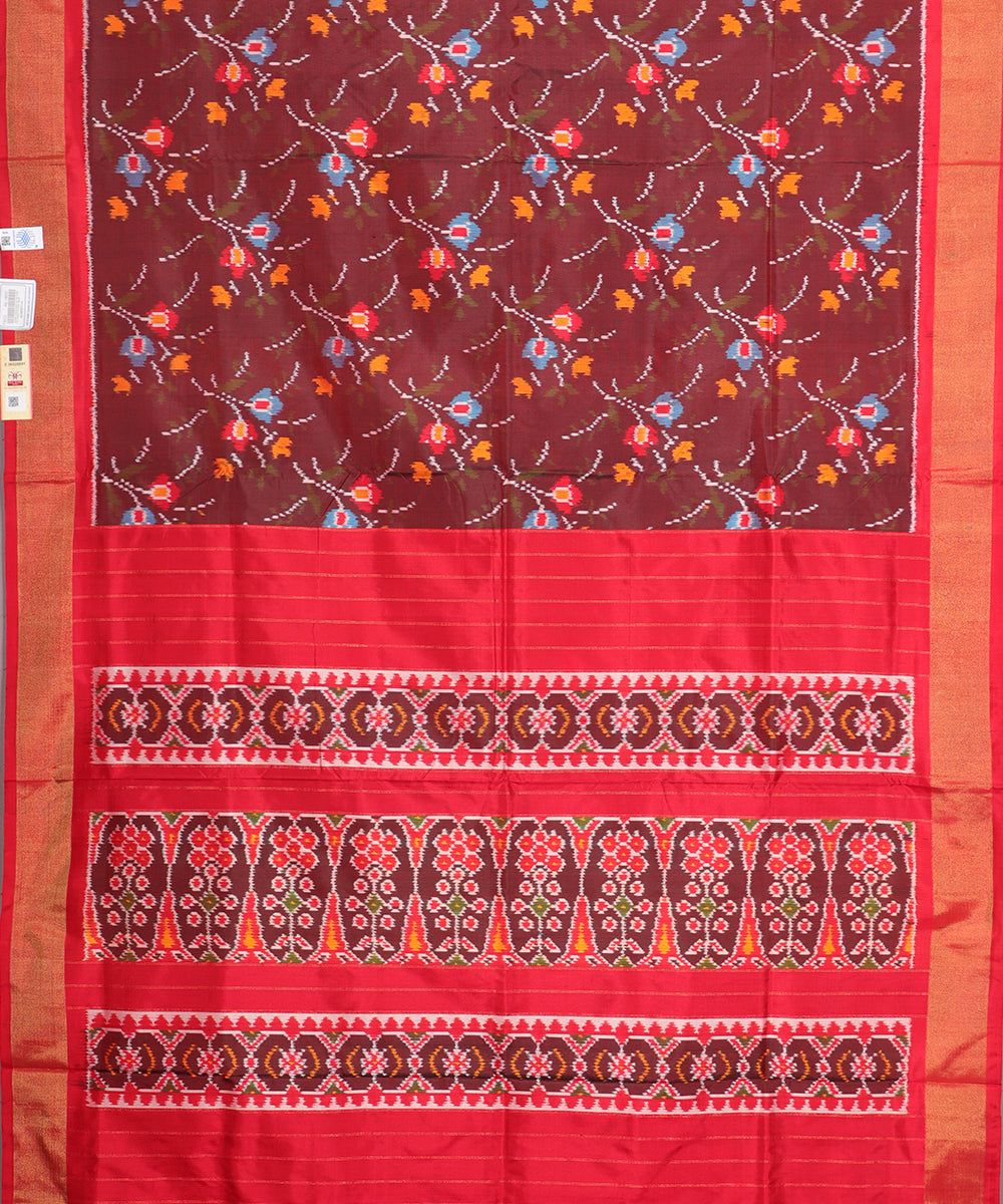 Sangria red color handloom rajkot silk saree
