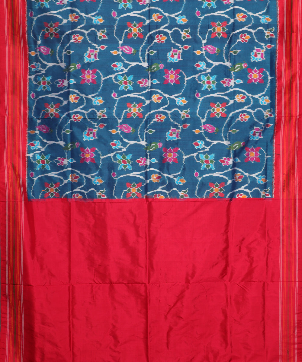 Prussian blue color handloom rajkot silk saree