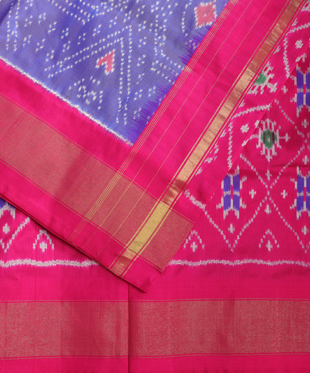 Floral violet color handloom rajkot silk saree