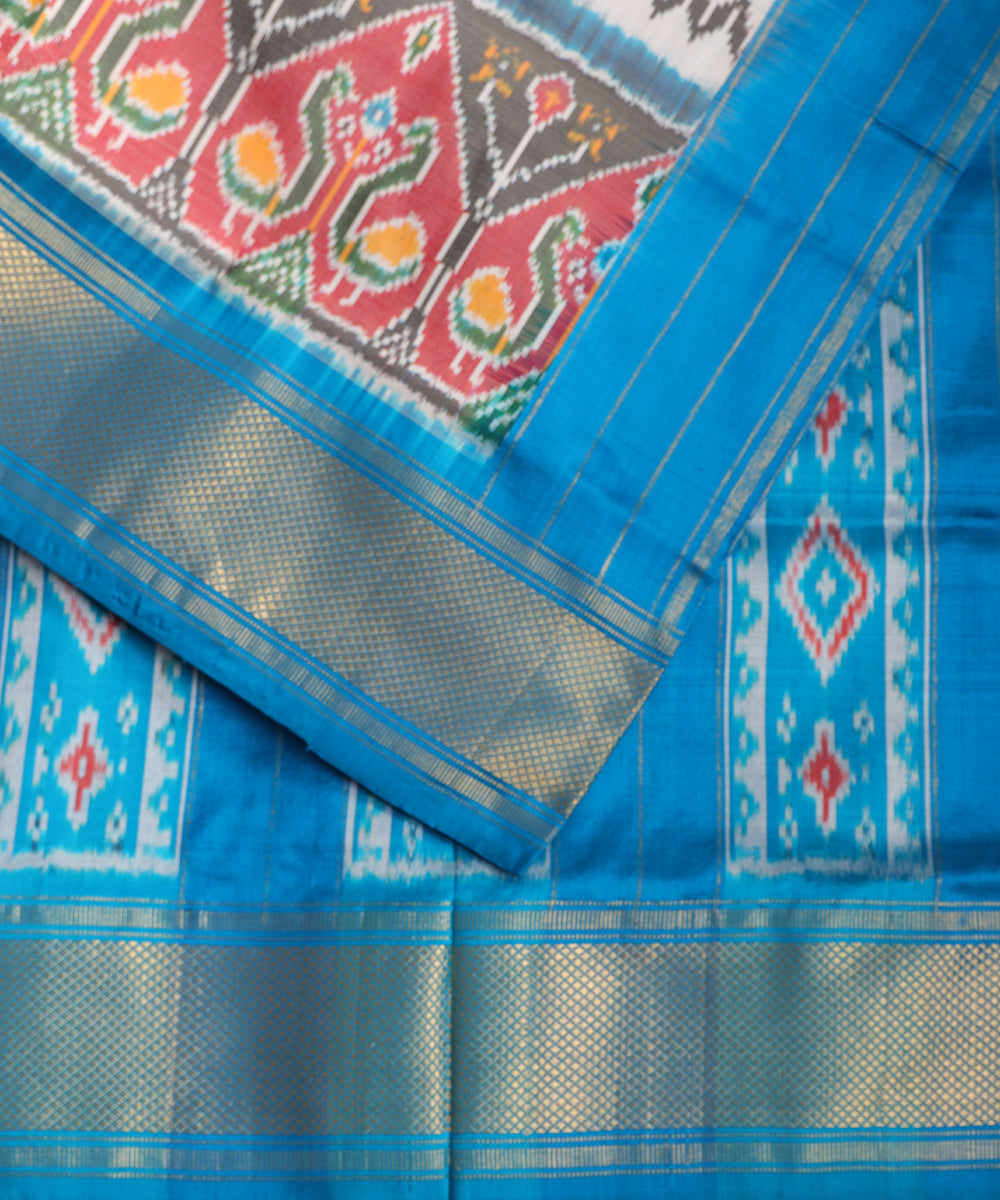 Cream color handloom rajkot silk saree