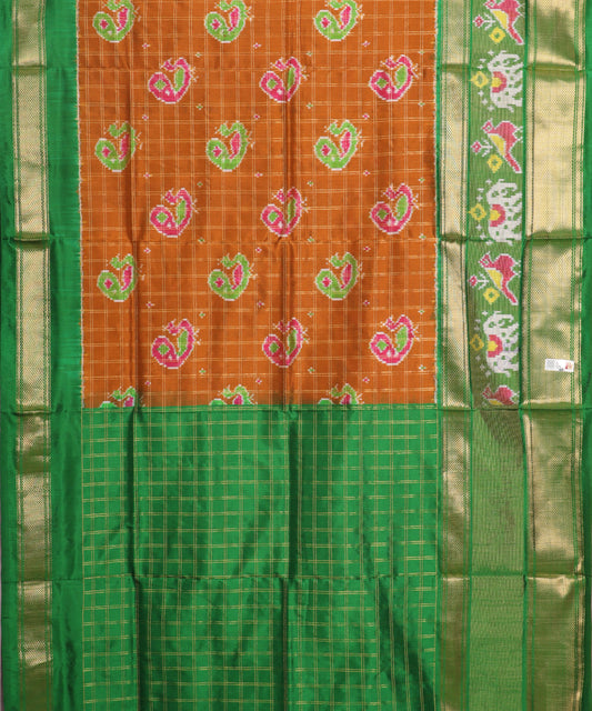 Rust color handloom rajkot silk saree