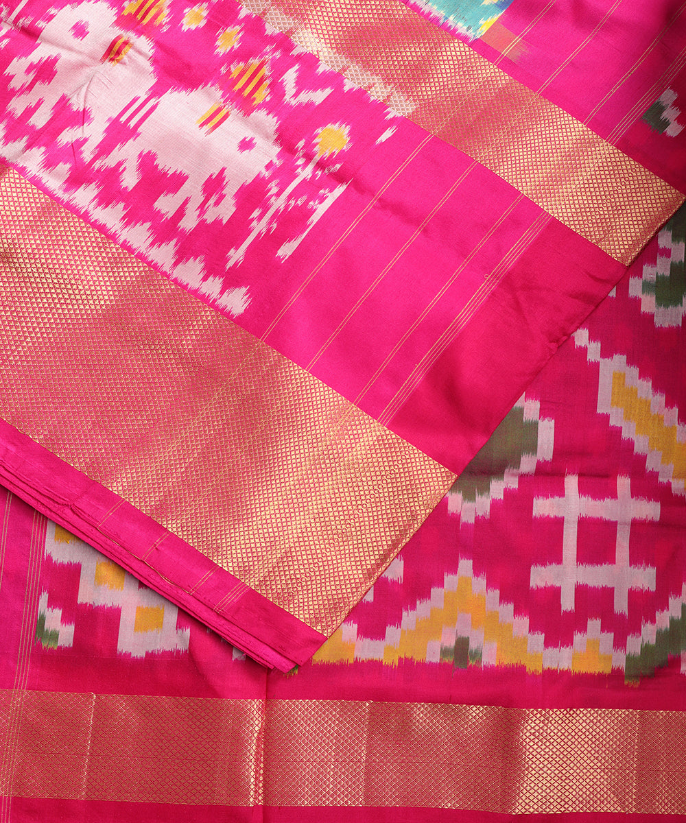 Multi-shade handloom rajkot silk saree